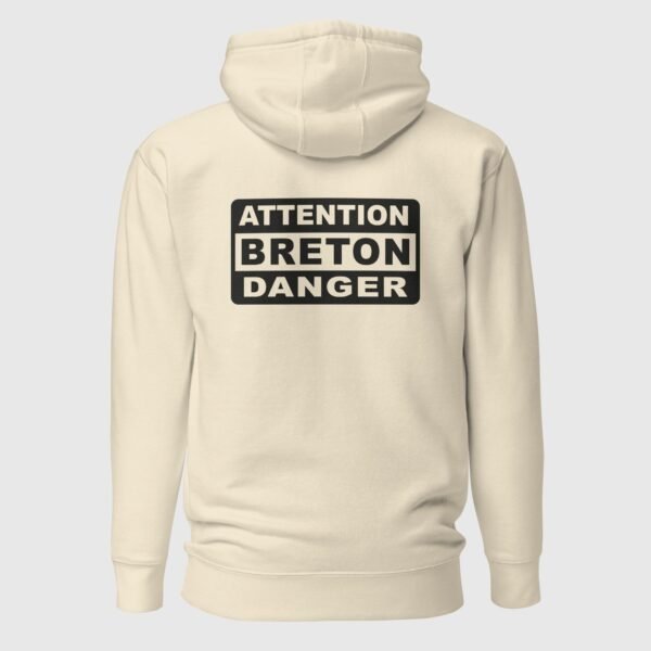 sweat a capuche attention breton danger beige dos
