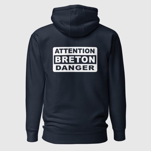 sweat a capuche attention breton danger marine dos