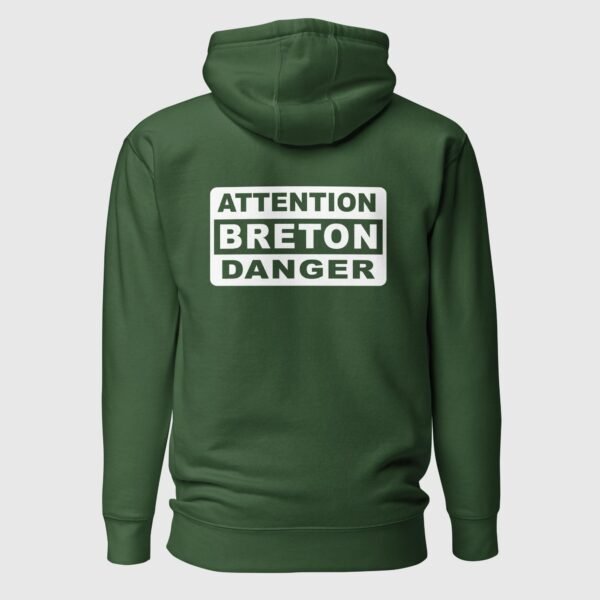 sweat a capuche attention breton danger vert dos