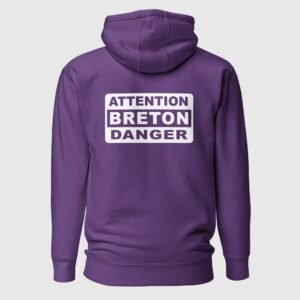 sweat a capuche attention breton danger violet dos