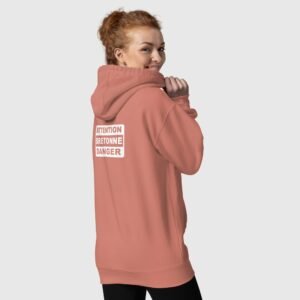 sweat a capuche attention bretonne danger rose dos