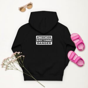 sweat a capuche fille coton bio attention bretonne danger noir 2