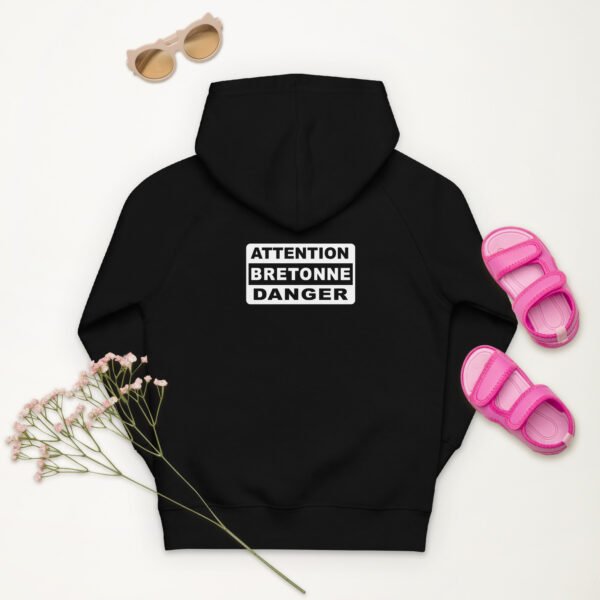 sweat a capuche fille coton bio attention bretonne danger noir 2