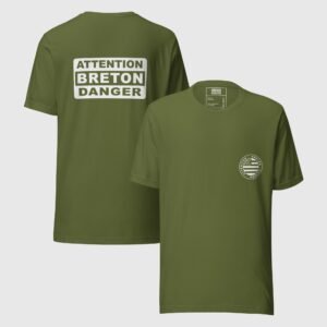 t shirt attention breton danger olive