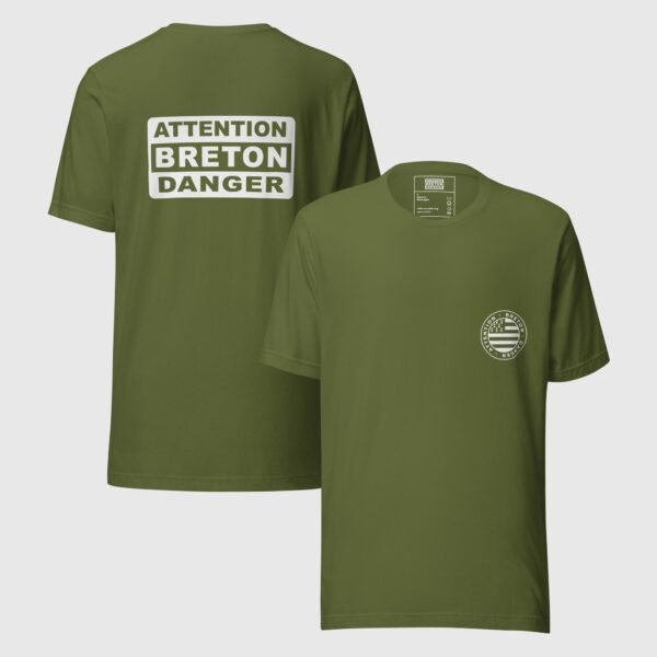 t shirt attention breton danger olive