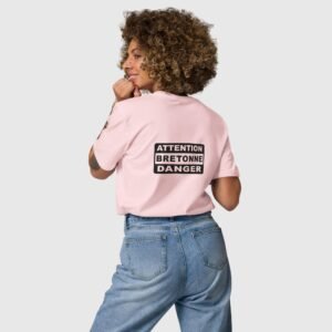 t shirt attention bretonne danger ln rose