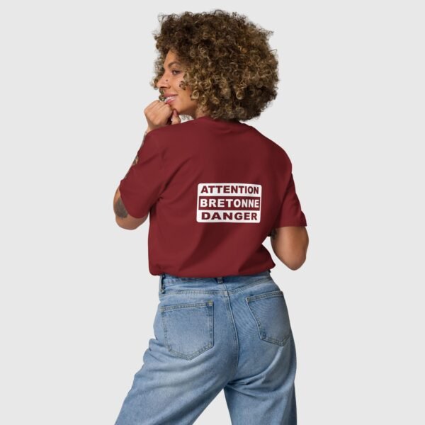 t shirt en coton attention bretonne danger bordeau