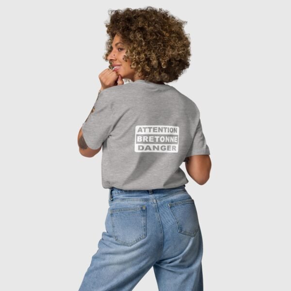 t shirt en coton attention bretonne danger gris