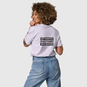 t shirt en coton attention bretonne danger lavende