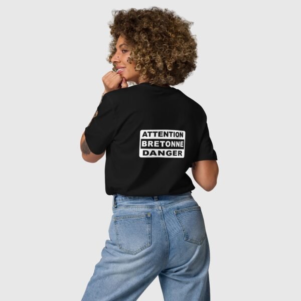 t shirt en coton attention bretonne danger noir