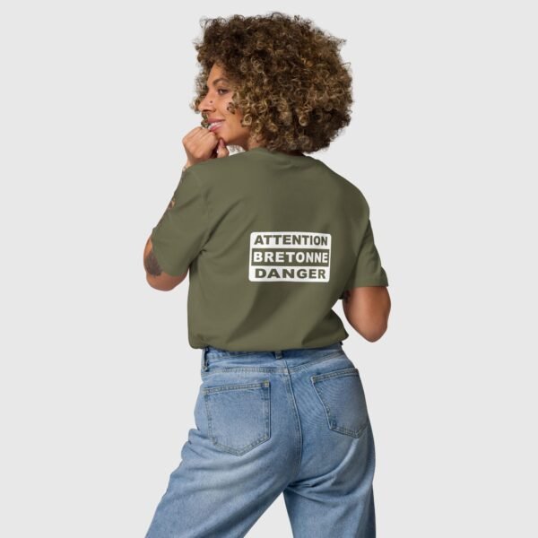 t shirt en coton attention bretonne danger olive