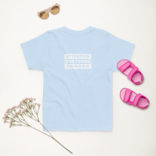 t shirt fillette attention bretonne danger bleu ciel 3