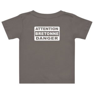 t shirt fillette attention bretonne danger gris 1