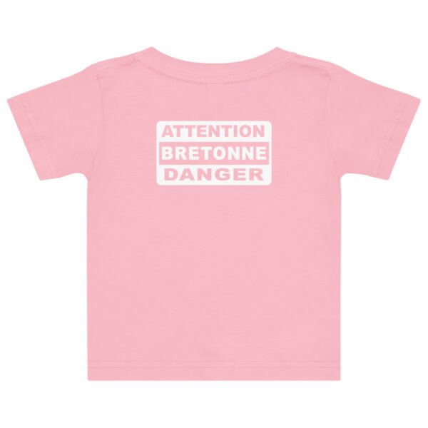 t shirt fillette attention bretonne danger rose 1