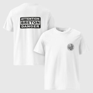 t shirt homme en coton bio attention breton danger blanc
