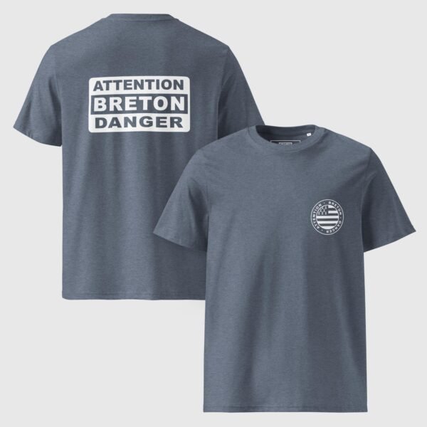 t shirt homme en coton bio attention breton danger bleu fonce