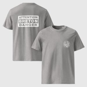 t shirt homme en coton bio attention breton danger gris