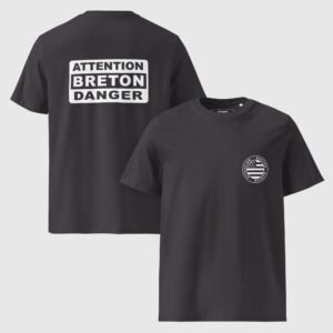 t shirt homme en coton bio attention breton danger gris anthracite