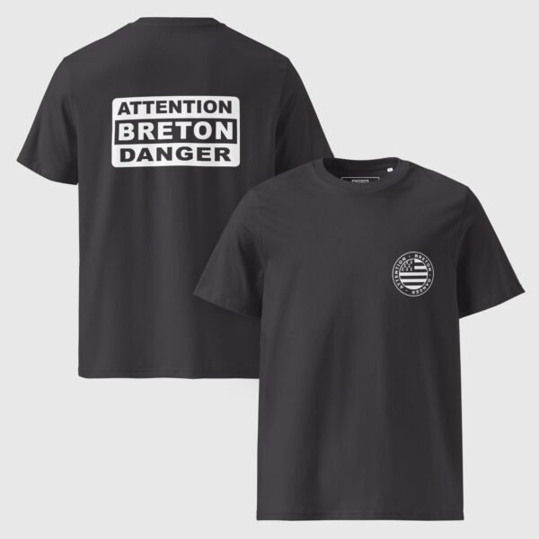 t shirt homme en coton bio attention breton danger gris anthracite