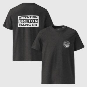 t shirt homme en coton bio attention breton danger gris fonce