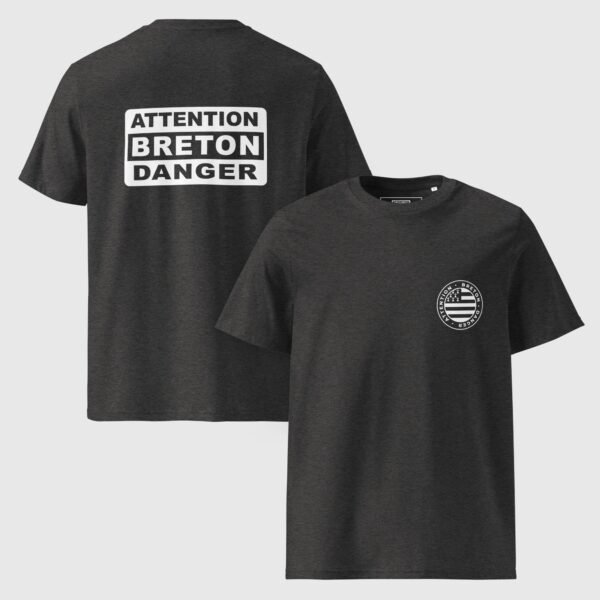 t shirt homme en coton bio attention breton danger gris fonce