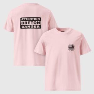 t shirt homme en coton bio attention breton danger rose