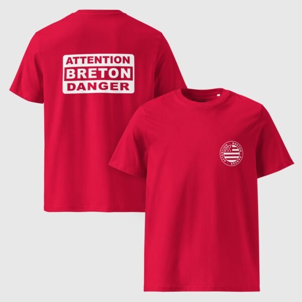 t shirt homme en coton bio attention breton danger rouge