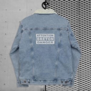 veste sherpa en jean attention breton danger bleu