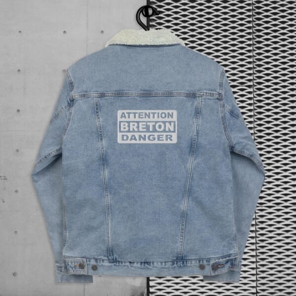 veste sherpa en jean attention breton danger bleu