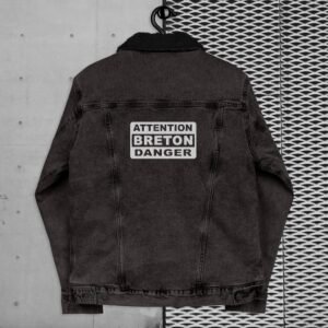 veste sherpa en jean attention breton danger noir
