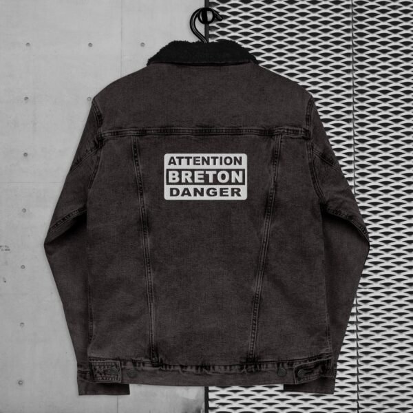 veste sherpa en jean attention breton danger noir
