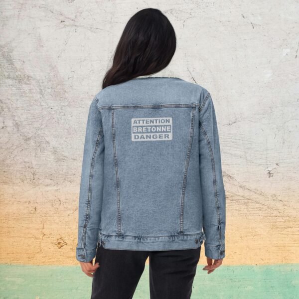 veste sherpa en jean attention bretonne danger bleu