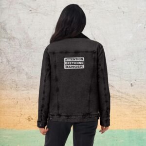 veste sherpa en jean attention bretonne danger noire