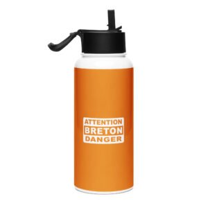 gourde en acier inoxydable attention breton danger orange