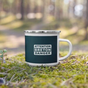 mug emaille attention breton danger bleu canard