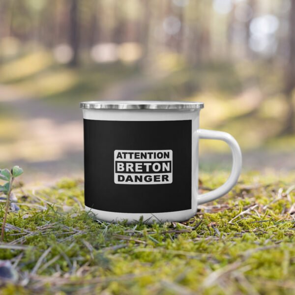 mug emaille attention breton danger noir