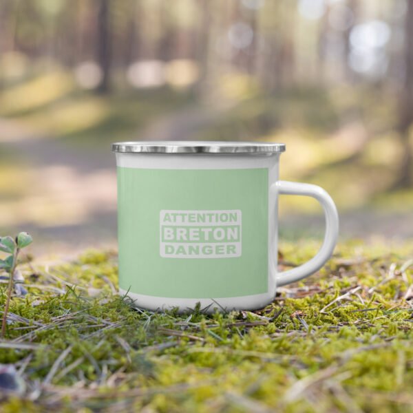 mug emaille attention breton danger vert eau