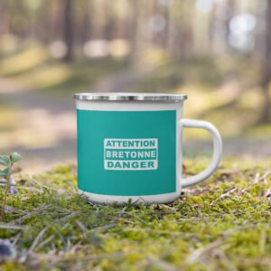 mug emaille attention bretonne danger bleu
