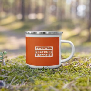 mug emaille attention bretonne danger orange