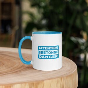 mug en ceramique attention bretonne danger bleu