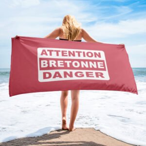 serviette attention bretonne danger rose