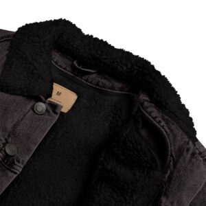 veste sherpa en jean attention breton danger noir 1
