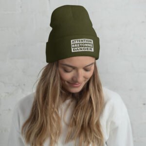 bonnet a revers femme olive attention bretonne danger