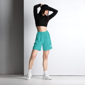 short de sport en maille femme bleu