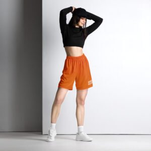 short de sport en maille femme orange