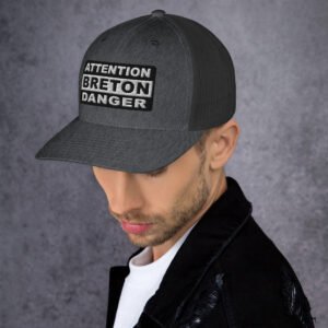 retro-trucker-hat-dark-heather-gray-left-6989d44c8aa9b.jpg Casquette Trucker ATTENTION BRETON DANGER Noir & Blanc