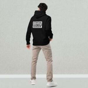 Sweat à Capuche en Coton Bio ATTENTION BRETON DANGER Blanc