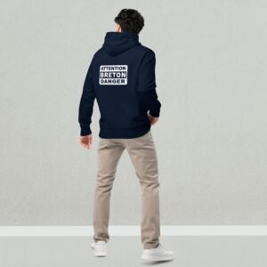 Sweat à Capuche en Coton Bio ATTENTION BRETON DANGER Blanc