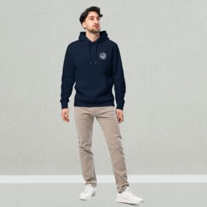 unisex-essential-eco-hoodie-french-navy-front-698899e906877.jpg Sweat à Capuche en Coton Bio ATTENTION BRETON DANGER Blanc