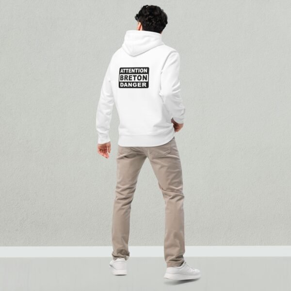 Sweat à Capuche en Coton Bio ATTENTION BRETON DANGER Blanc